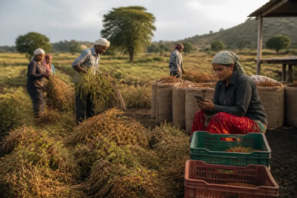 Tandur Red Gram traceability records linking Telangana farmers to harvested red gram