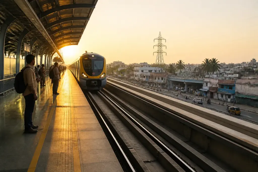 Chennai Metro Yellow Line train serving the Poonamallee-Vadapalani corridor