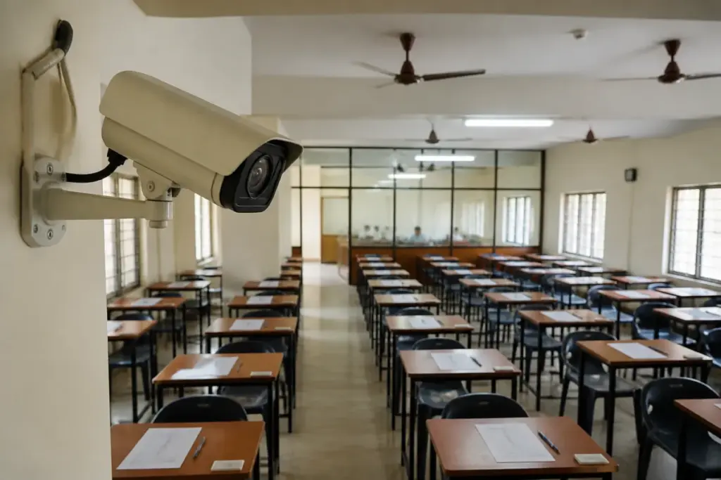 Odisha exam centre CCTV camera installed inside a Plus II examination hall