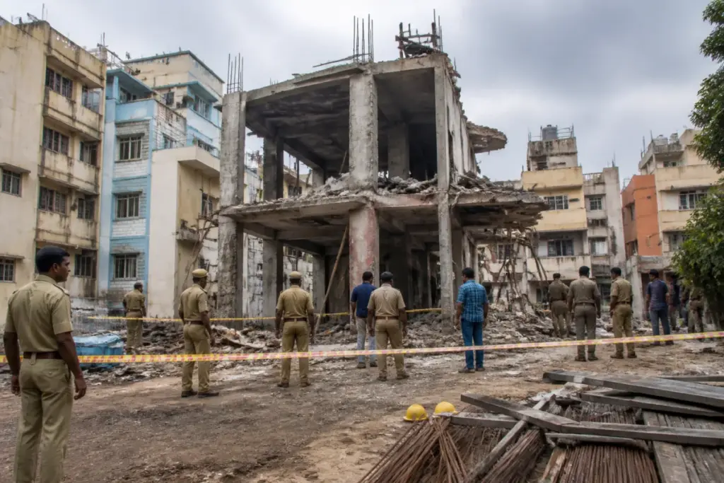 Bengaluru construction site blast investigation at an under-construction building