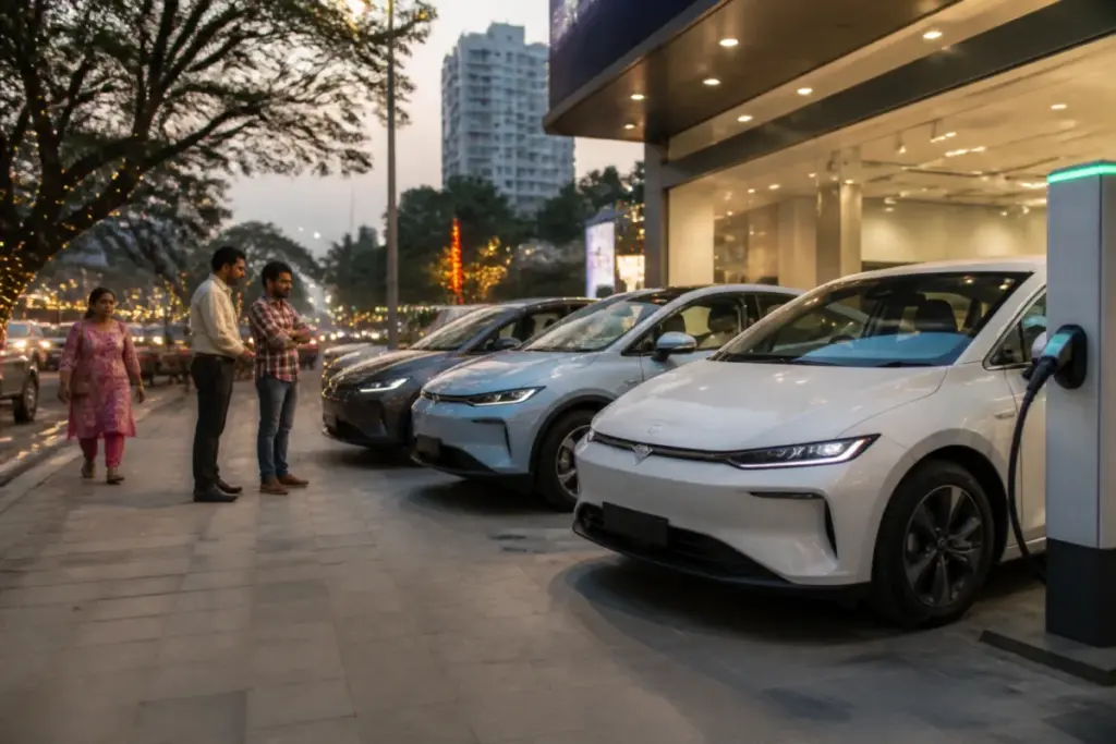 Electric car sales rise at an Indian dealership during the festive season