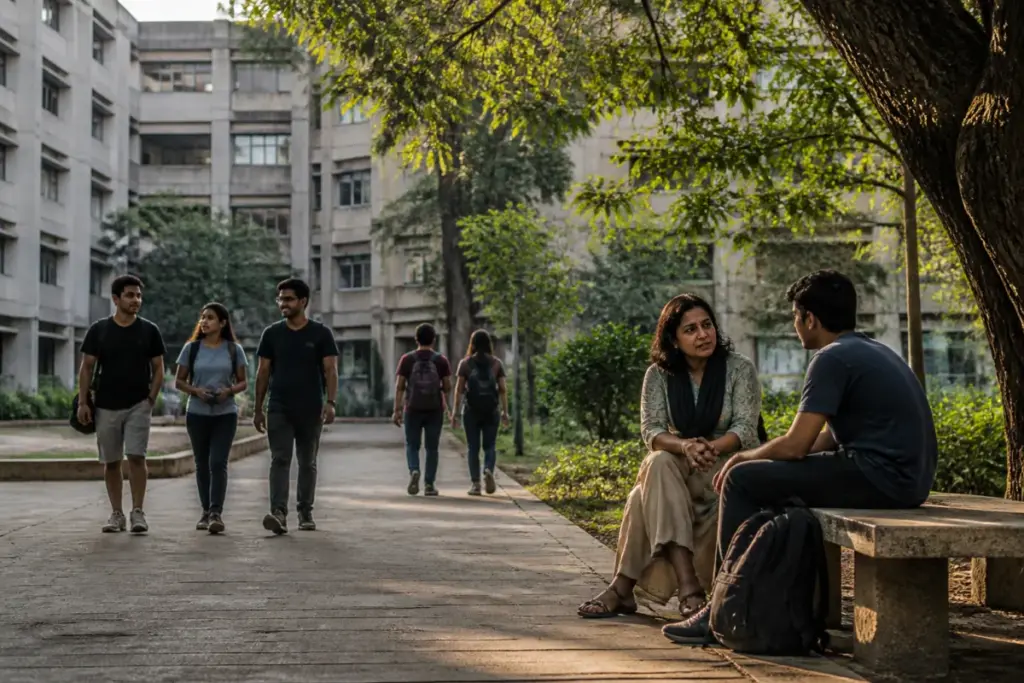 IIT Bombay campus buildings representing mental health support demands from students