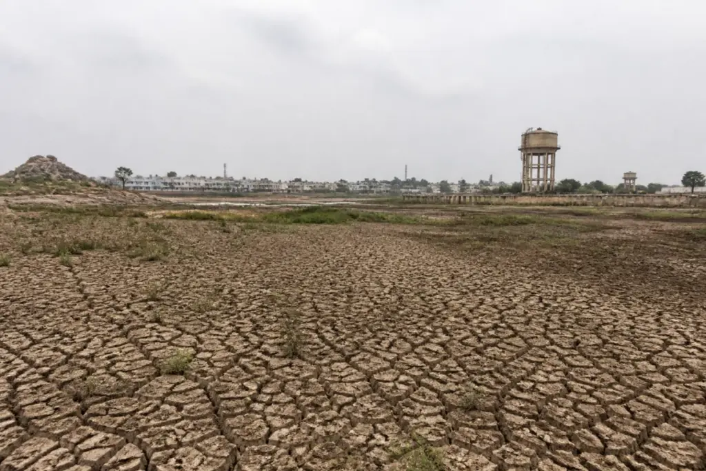 Telangana rainfall deficit leaves a dry agricultural landscape near Hyderabad
