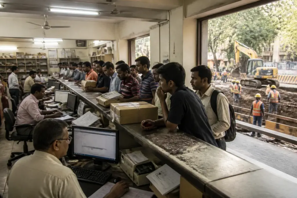 Nagpur postal delays at a crowded post office during Diwali parcel bookings
