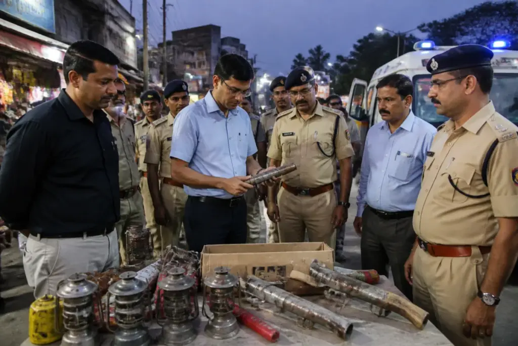Carbide guns Madhya Pradesh crackdown during a festive safety inspection