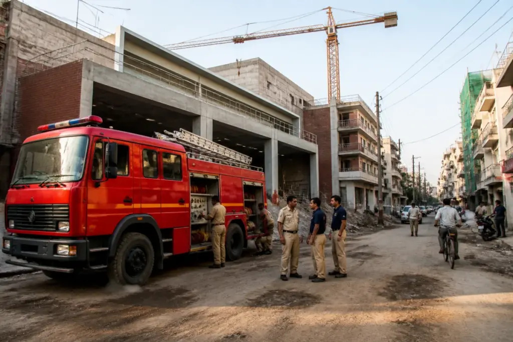 Delhi fire stations expansion in a densely populated urban neighbourhood