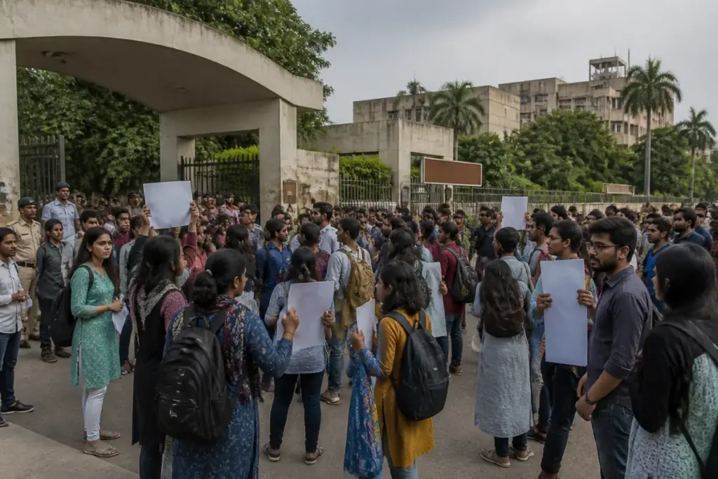 Jamia students’ union protest near Jamia Millia Islamia campus in New Delhi