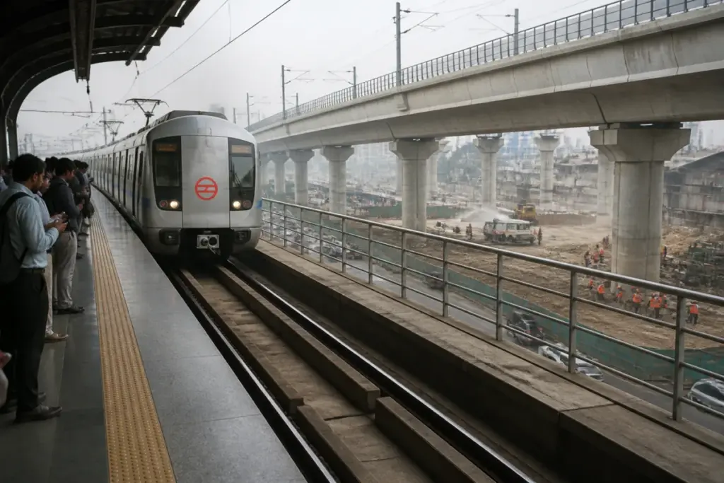 Delhi Metro train during the city’s GRAP-I pollution response