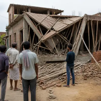Buxar roof collapse at a residential construction site in Naya Bhojpur