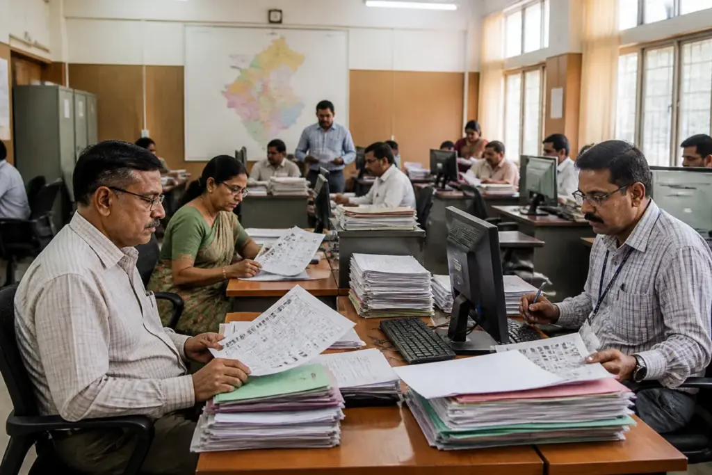 Karnataka draft electoral roll documents being reviewed by election officials