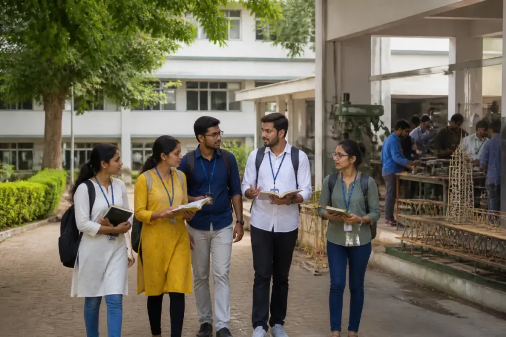 Karnataka government engineering colleges and students on a technical education campus