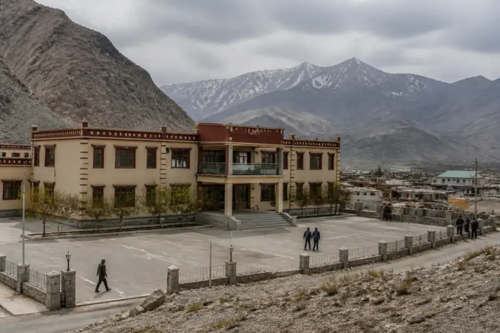Kargil Hill Council building and surrounding mountain settlement in Ladakh