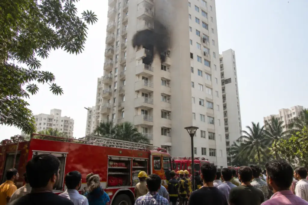 Bengaluru apartment fire response at a high-rise building in Uttarahalli