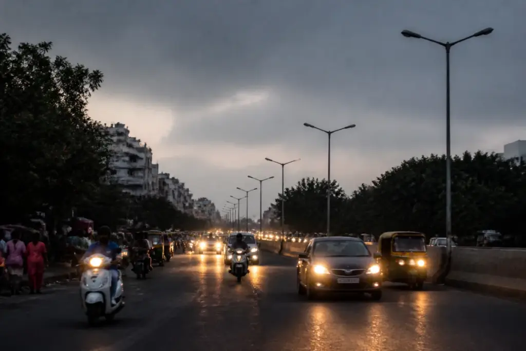 Ahmedabad street light tender controversy involving city roads and non-functioning street lights