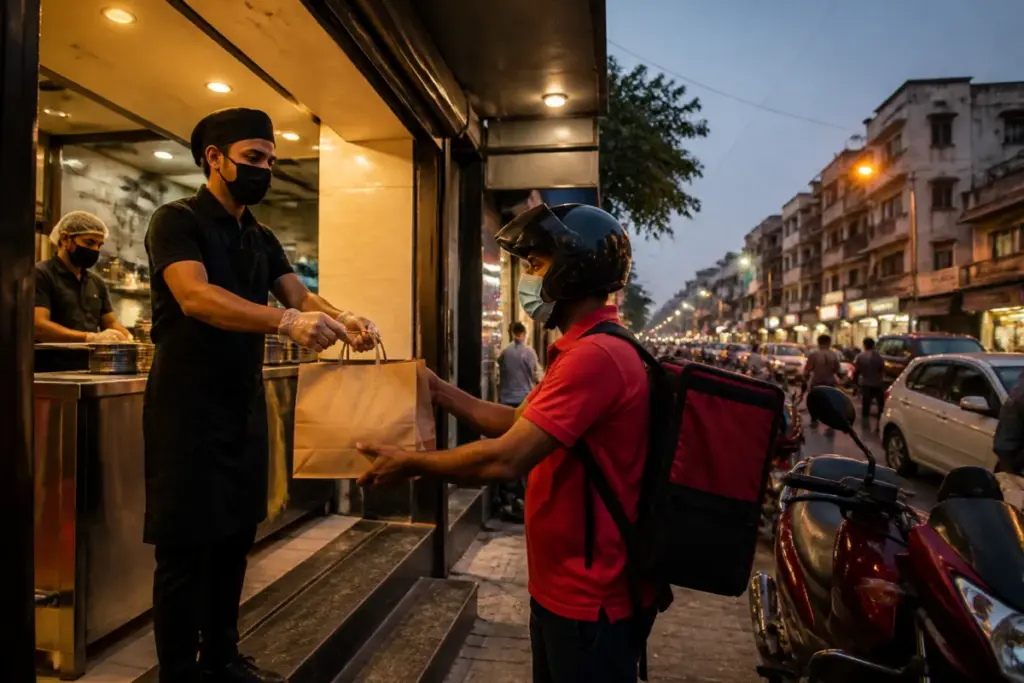 Direct food ordering and last-mile delivery operations at a Delhi-NCR restaurant