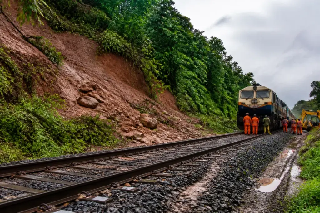Kerala landslide train disruption near Parassala railway station after heavy rain