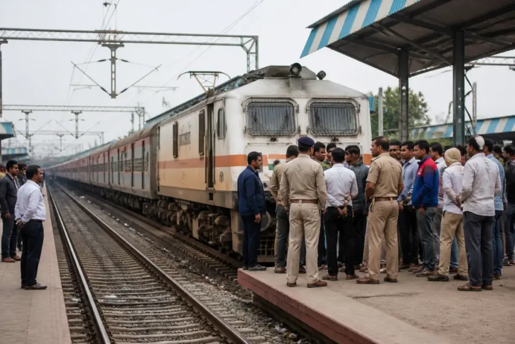 Hingoli train protest outside a Maharashtra railway station after passengers halted an express train