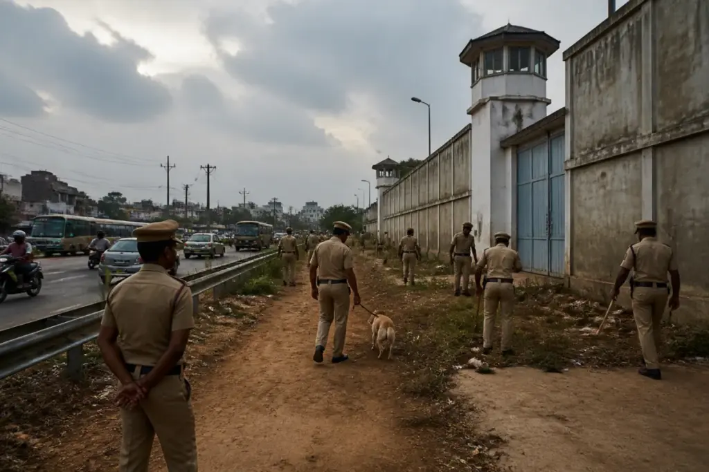 Puzhal prison escape search operation near Chennai's Central Prison complex