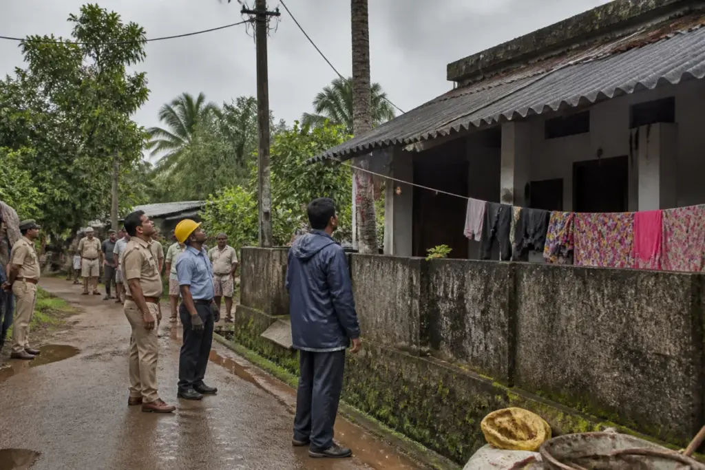 Paladka electrocution site near a rural home in Moodabidri, Dakshina Kannada