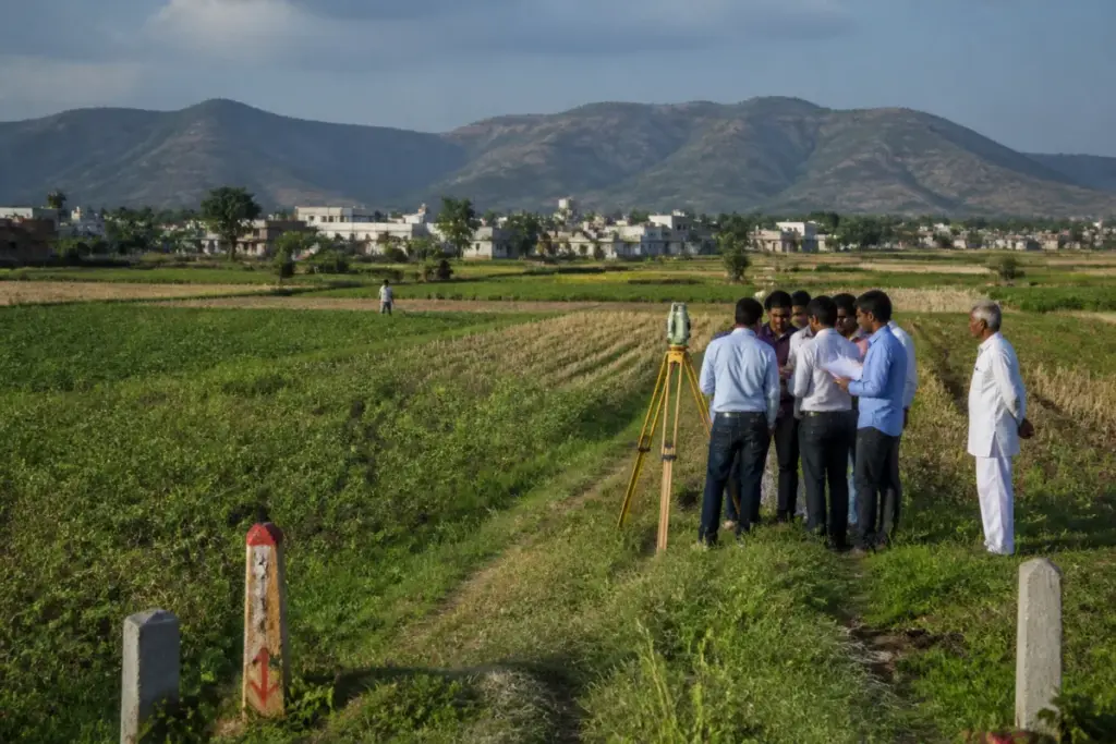 Purandar airport land acquisition area near farmland and villages in Pune district