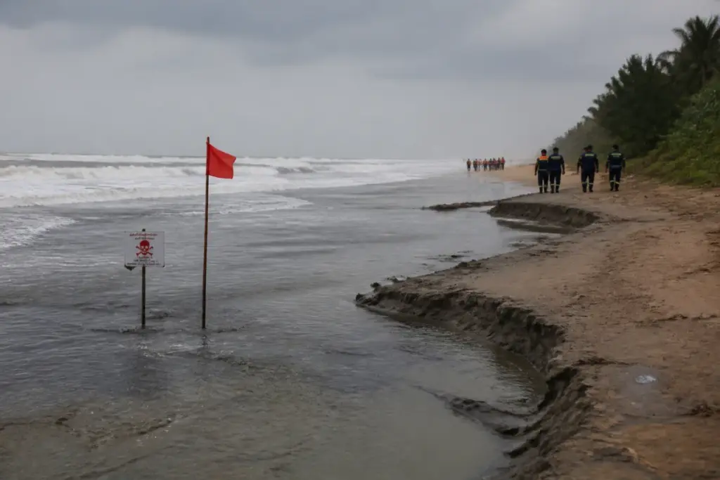 Srikakulam beach drowning site near the Nagavali river-sea confluence with warning boards