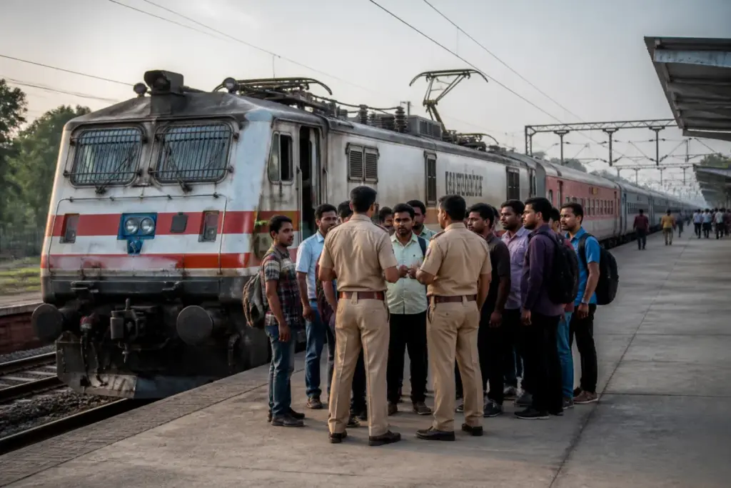 Hingoli train protest at a Maharashtra railway station after passengers halted an express train