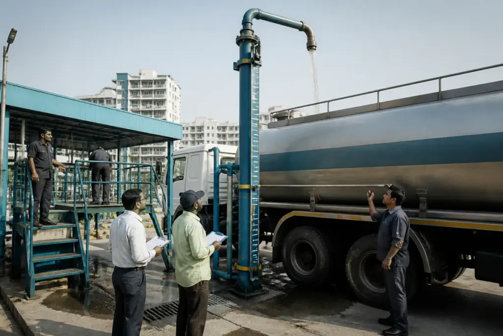 Hyderabad water quality monitoring at a purified-water tanker filling station