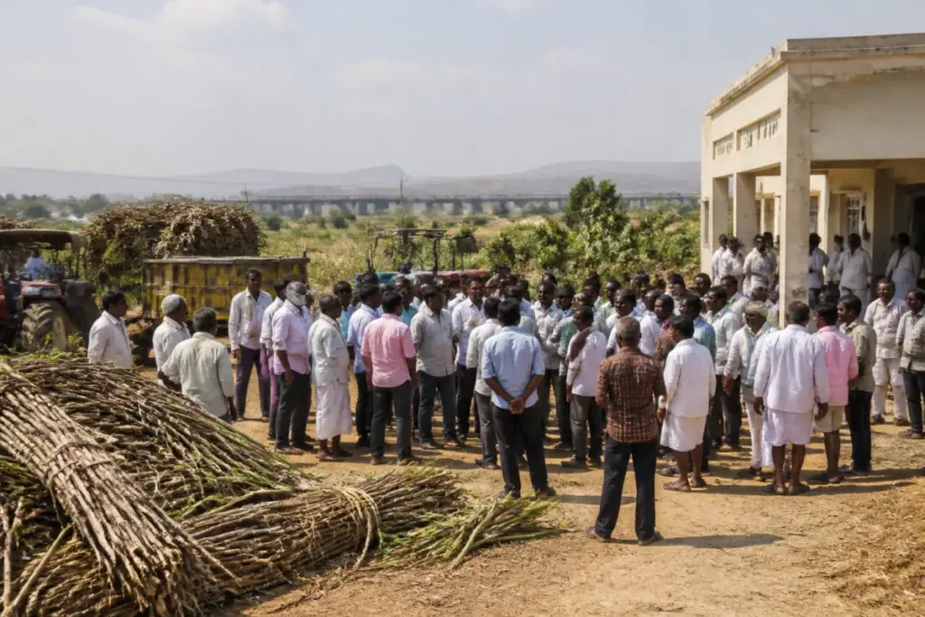 Karnataka sugarcane farmers meeting amid drought and water shortages