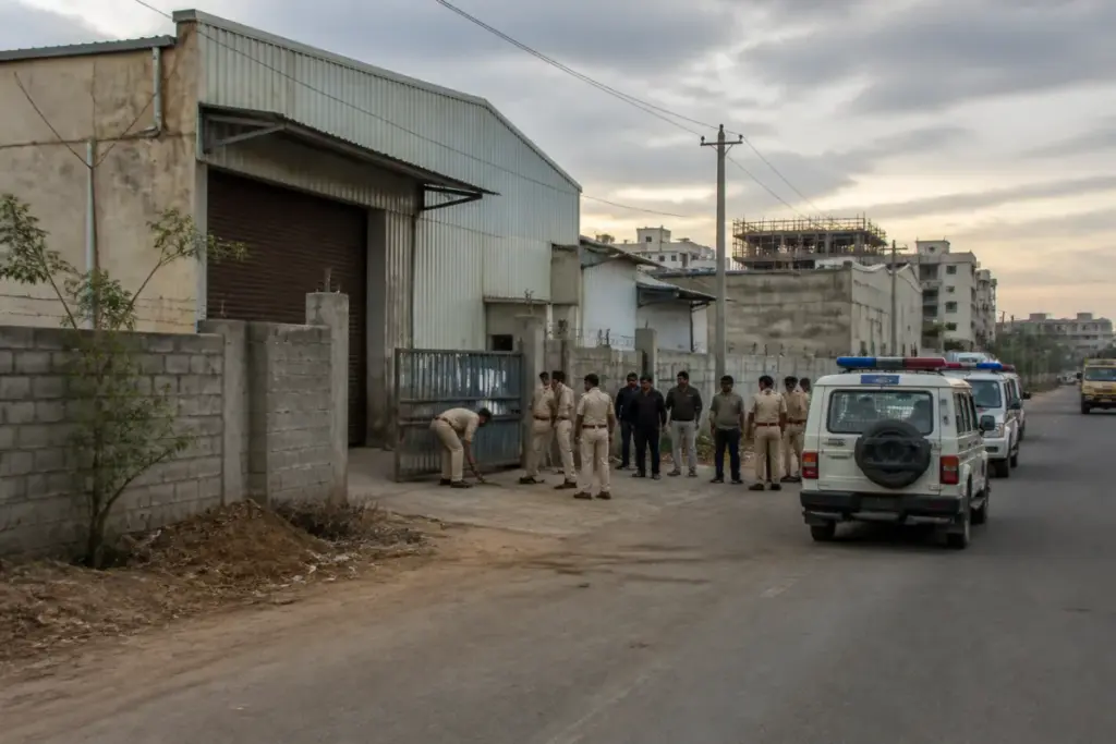 Pune extortion threats near a commercial warehouse and police response