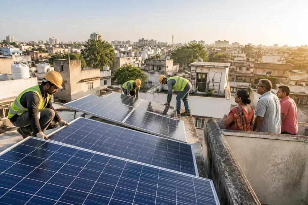 Gujarat solar subsidy supporting rooftop solar panels on an Indian home