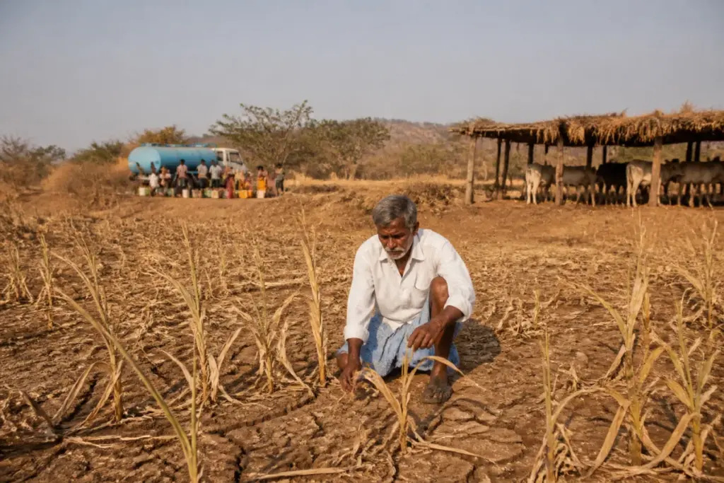 Karnataka drought relief request as dry farmland reflects the state's severe water stress