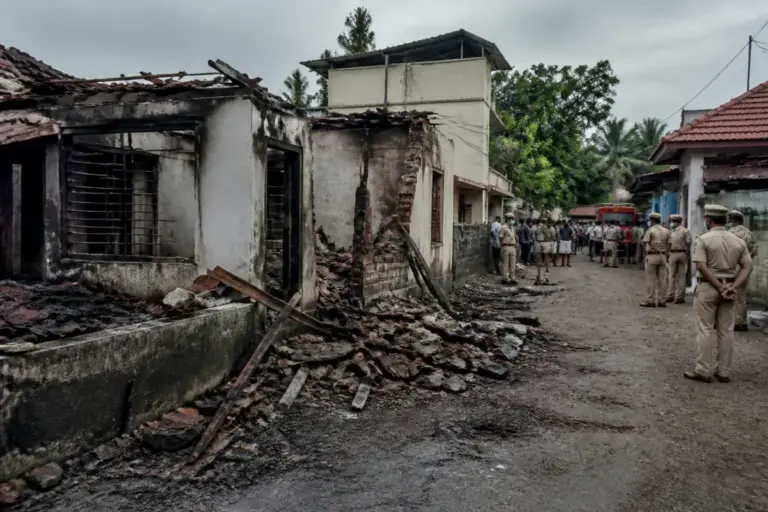 Palakkad firecracker explosion aftermath at a damaged residential house in Ottapalam