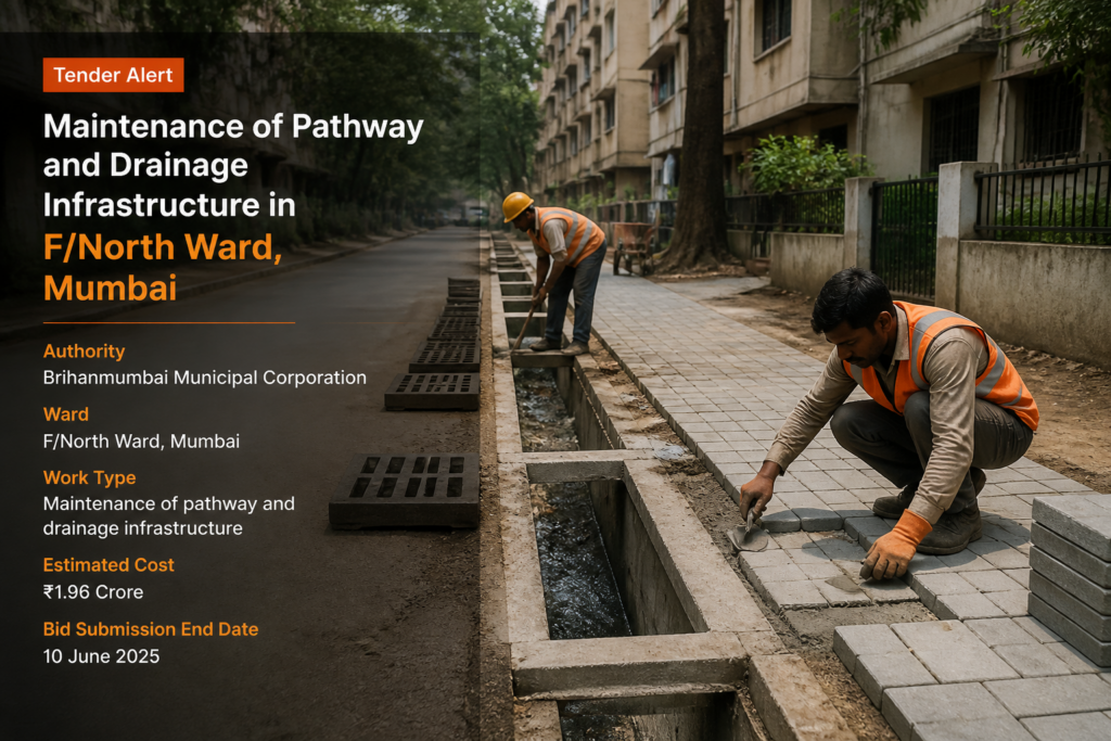 Pathway and drainage infrastructure improvement work near residential area in F North Ward Mumbai