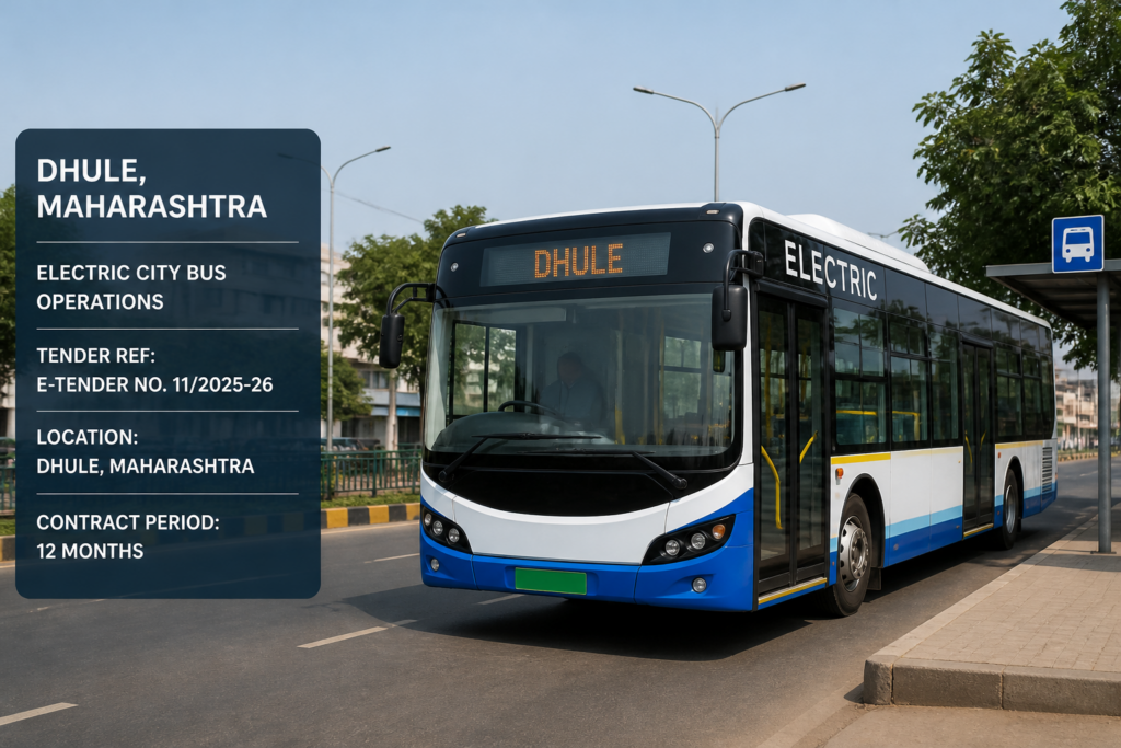 Electric city bus operating in Dhule representing urban transport consultancy under PM e-Bus Sewa Scheme