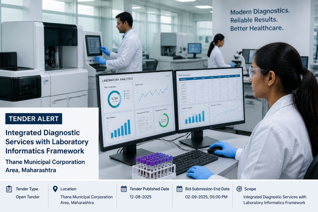Modern integrated diagnostic laboratory with advanced medical and data analytics equipment in Maharashtra government health facility