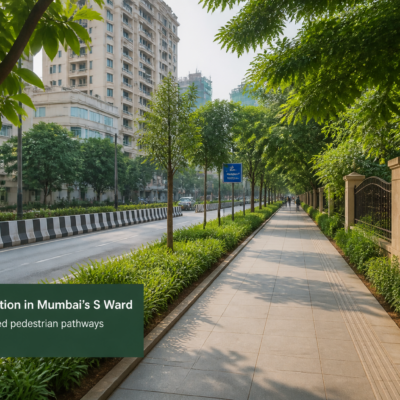 Editorial image showing improved pedestrian pathways in Mumbai's S Ward under government maintenance