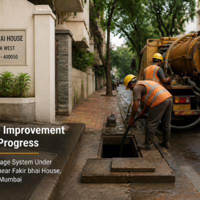 Civil works drainage improvement project at Bandra West near Fakir bhai House in Mumbai