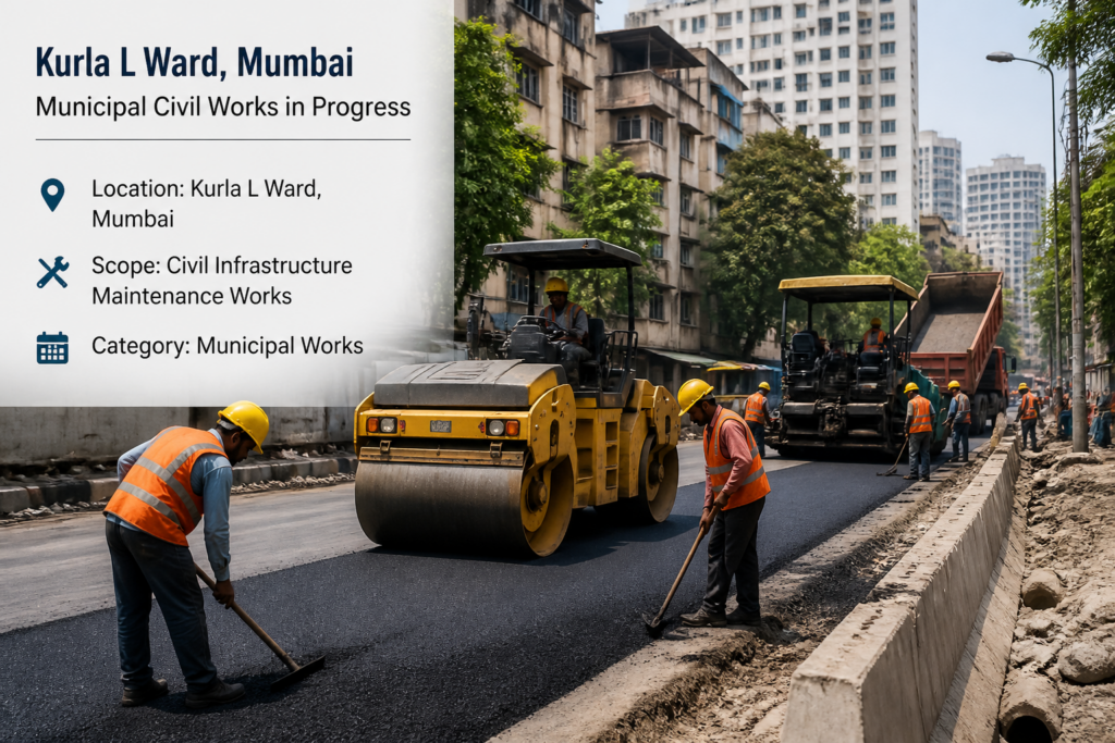 Municipal road maintenance and civil works in progress in Kurla L Ward, Mumbai