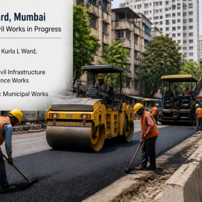 Municipal road maintenance and civil works in progress in Kurla L Ward, Mumbai