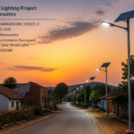 Solar street light installation on a rural road at Village Sangvi, Maharashtra illustrating renewable energy infrastructure
