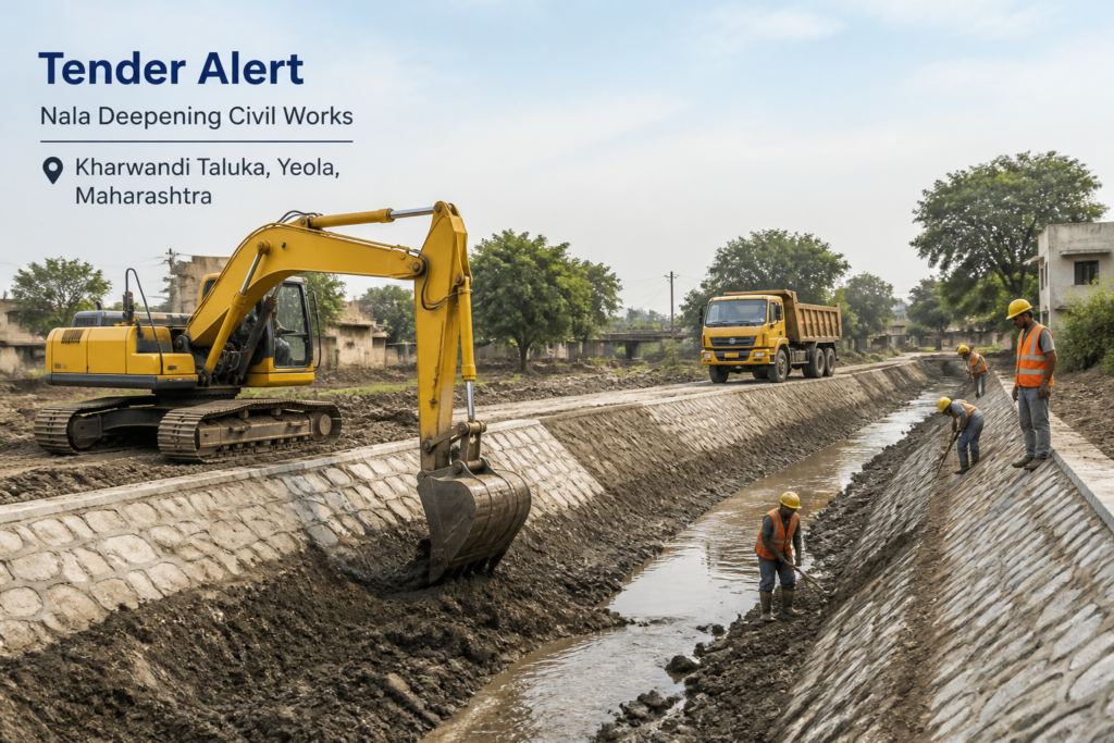 Nala deepening civil works at Kharwandi Taluka Yeola Maharashtra under government tender